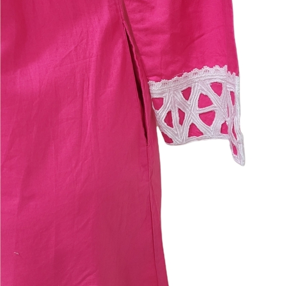 Sabby Anand Pink Tunic Shabby Chic Boho Long Sleeve Top Sz M Lightweight Kurtis - Picture 3 of 10